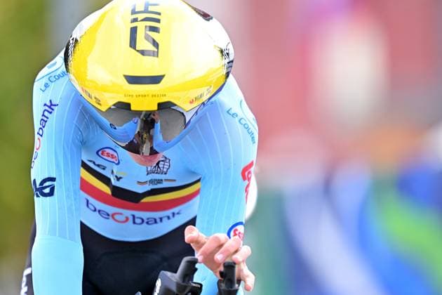 Belgium s Matisse Van Kerckhove crosses the finish line of the Men U23 Individual Time Trial race (22km) at the cycling UEC Road European Championships, in Ljubljana, Slovenia, on Wednesday 7 October 2026. The UEC Road European Championships are taking place from 02 to 07 October in Ljubljana, Slovenia. DAVIDxPINTENS  x189042511x