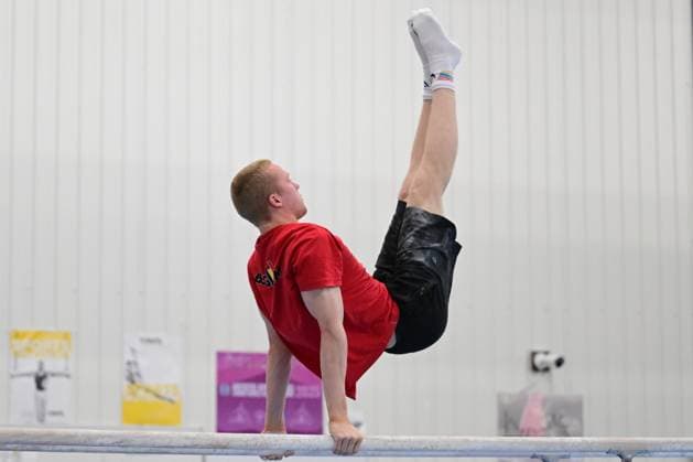 Belgian gymnast Kilan Van der Aa pictured during a training session of Belgium s artistic gymnastics team, Wednesday 7 October 2026, in Gent, ahead of the Worlds Championships in Rotterdam from 17 to 25 October 2026. DIRKxWAEM  x189042370x