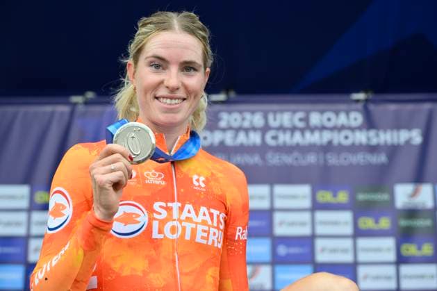 UEC 2026 Road European Championships Ljubljana 07 10 2026 SENCUR, SLOVENIA - OCTOBER 07 : silver medal Vollering Demi (NED) pictured during the podium ceremony of the Women Elite Individual Time Trial at the 2026 UEC Road European Championships. An UCI Continental Championships time trial cycling race with start and finish in Sencur on October 7, 2026 in Sencur, Slovenia, 07 10 2026 Sencur Slovenia  Copyright: xJanxDexMeuleneirx