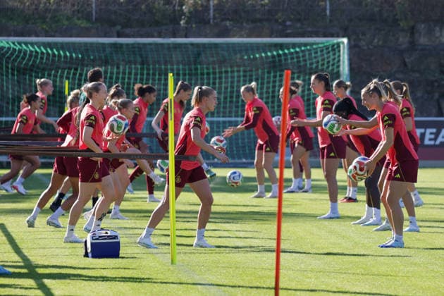 07.10.2026, xgrfx, Fussball DFB Medientermine, Deutsche Frauennationalmannschaft - Training v.l. Die deutsche Nationalmannschaft trainiert in Eppelheim (Deutsche Frauennationalmannschaft) Eppelheim