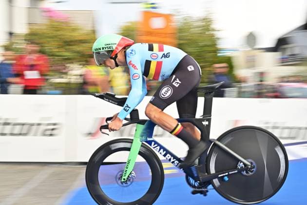 Belgium s Sander De Pestel pictured at the start of the Men Elite Individual Time Trial race (22km) at the cycling UEC Road European Championships, in Ljubljana, Slovenia, on Wednesday 7 October 2026. The UEC Road European Championships are taking place from 02 to 07 October in Ljubljana, Slovenia. DAVIDxPINTENS  x189056784x
