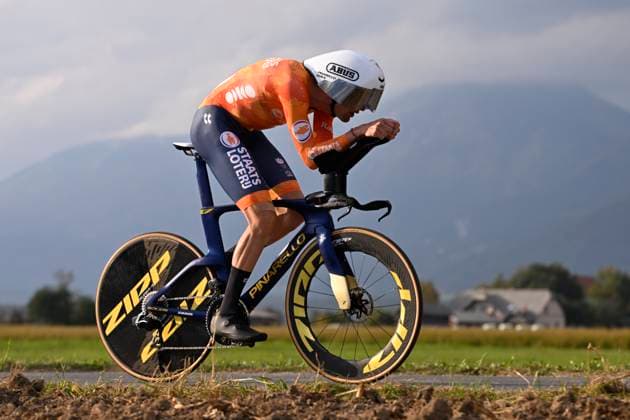 UEC 2026 Road European Championships Ljubljana 07 10 2026 SENCUR, SLOVENIA - OCTOBER 07 : Bax Sjoerd (NED) during the Men Elite Individual Time Trial at the 2026 UEC Road European Championships. An UCI Continental Championships time trial cycling race with start and finish in Sencur on October 7, 2026 in Sencur, Slovenia, 07 10 2026 Sencur Slovenia  Copyright: xJanxDexMeuleneirx