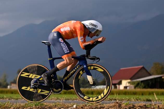 UEC 2026 Road European Championships Ljubljana 07 10 2026 SENCUR, SLOVENIA - OCTOBER 07 : Bax Sjoerd (NED) during the Men Elite Individual Time Trial at the 2026 UEC Road European Championships. An UCI Continental Championships time trial cycling race with start and finish in Sencur on October 7, 2026 in Sencur, Slovenia, 07 10 2026 Sencur Slovenia  Copyright: xJanxDexMeuleneirx