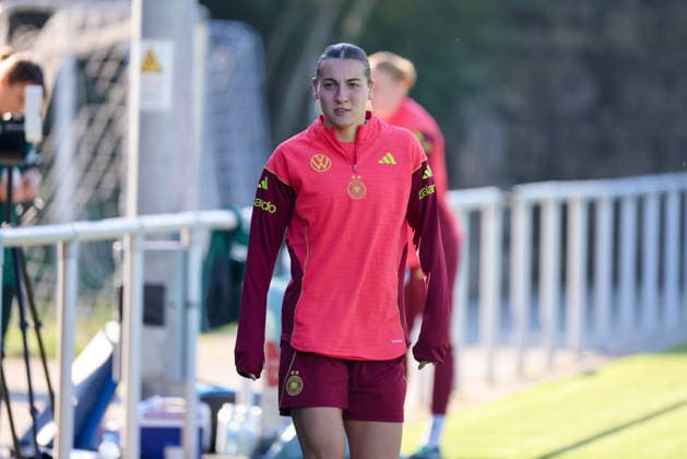 Eppelheim, Deutschland: 07.10.2026 - Deutsche Fußballnationalmannschaft der Frauen - Training - Testspiel Deutschland vs. Australien Im Bild: Carlotta Wamser (Deutschland) Copyright: HMBxMedia MadeleinexFantini