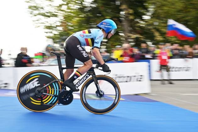 Belgium s Ilan Van Wilder pictured at the start of the Men Elite Individual Time Trial race (22km) at the cycling UEC Road European Championships, in Ljubljana, Slovenia, on Wednesday 7 October 2026. The UEC Road European Championships are taking place from 02 to 07 October in Ljubljana, Slovenia. DAVIDxPINTENS  x189058799x