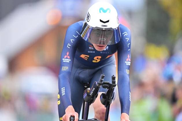 Spain s Ivan Romeo Abad crosses the finish line of the Men Elite Individual Time Trial race (22km) at the cycling UEC Road European Championships, in Ljubljana, Slovenia, on Wednesday 7 October 2026. The UEC Road European Championships are taking place from 02 to 07 October in Ljubljana, Slovenia. DAVIDxPINTENS  x189066055x