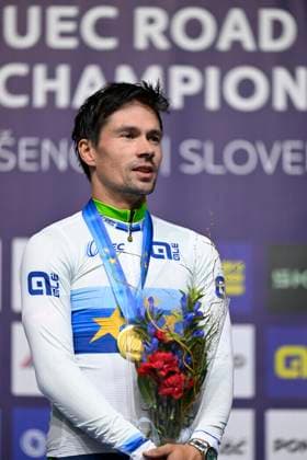 UEC 2026 Road European Championships Ljubljana 07 10 2026 SENCUR, SLOVENIA - OCTOBER 07 : gold medal Roglic Primoz (SLO) pictured during the podium ceremony of the Men Elite Individual Time Trial at the 2026 UEC Road European Championships. An UCI Continental Championships time trial cycling race with start and finish in Sencur on October 7, 2026 in Sencur, Slovenia, 07 10 2026 Sencur Slovenia  Copyright: xJanxDexMeuleneirx