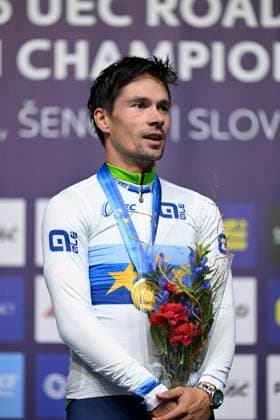 UEC 2026 Road European Championships Ljubljana 07 10 2026 SENCUR, SLOVENIA - OCTOBER 07 : gold medal Roglic Primoz (SLO) pictured during the podium ceremony of the Men Elite Individual Time Trial at the 2026 UEC Road European Championships. An UCI Continental Championships time trial cycling race with start and finish in Sencur on October 7, 2026 in Sencur, Slovenia, 07 10 2026 Sencur Slovenia  Copyright: xJanxDexMeuleneirx