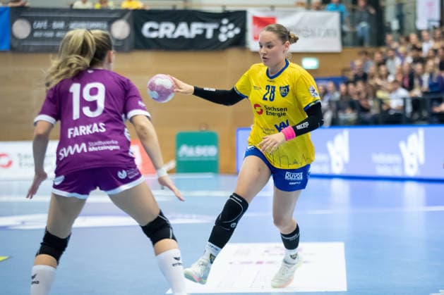 Handball, Alsco HBF1: HC Leipzig - TuS Metzingen; 07.10.2026 Lara Tauchmann (28, HC Leipzig). Alsco Handball Bundesliga Frauen HBF1, Saison 2026 2027, 5. Spieltag: HC Leipzig vs. TuS Metzingen am 07.10.2026 im Sportcenter Markranstädt. Copyright: xBEAUTIFULxSPORTS JanxKaeferx