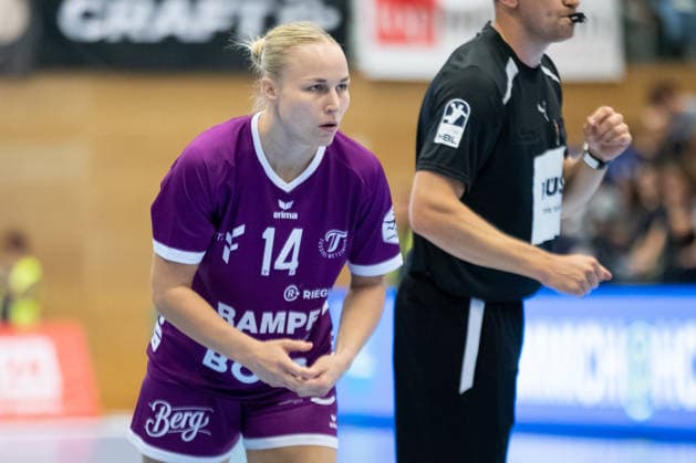 Handball, Alsco HBF1: HC Leipzig - TuS Metzingen; 07.10.2026 Lotta Röpcke (14, TuS Metzingen). Alsco Handball Bundesliga Frauen HBF1, Saison 2026 2027, 5. Spieltag: HC Leipzig vs. TuS Metzingen am 07.10.2026 im Sportcenter Markranstädt. Copyright: xBEAUTIFULxSPORTS JanxKaeferx