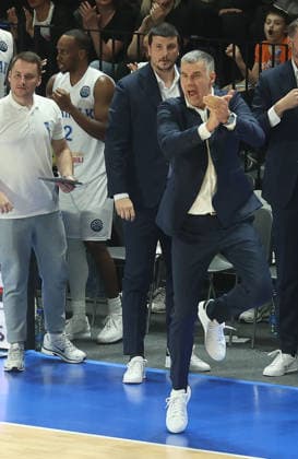 07.10.2026 Subotica(Serbia) KK Spartak Subotica-SC Rasta Vechta men s Basketball Champions Leaugue Vladimir Jovanovic(D R) Spartak coach :