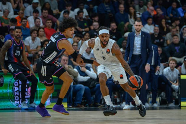 EuroLeague 2026, Paris Basketball vs LDLC ASVEL Villeurbanne, Basketball Nadir Hifi of Paris Basket and PATTY MILLS of ASVEL during the EuroLeague 2026 match between Paris Basketball and LDLC ASVEL Villeurbanne at Adidas Arena on October 07, 2026 in Paris, France. Paris Adidas Arena France