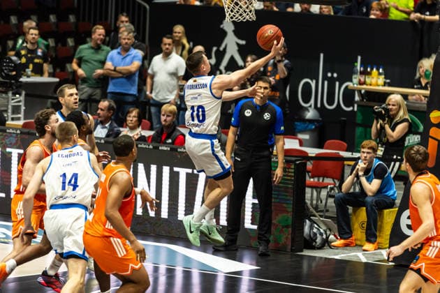 07.10.2026, GER, BKT Eurocup, Basketball, Chemnitz, Niners Chemnitz - Neptunas Klaipeda Elvar Fridriksson (Neptunas Klaipeda, 10) Chemnitz Messe Chemnitz Sachsen Deutschland