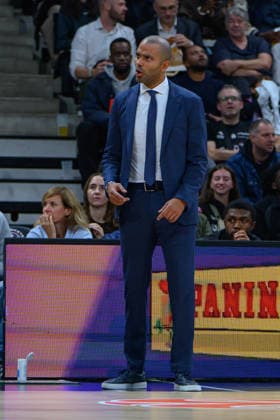 EuroLeague 2026, Paris Basketball vs LDLC ASVEL Villeurbanne, Basketball ASVEL Head Coach TONY PARKER during the EuroLeague 2026 match between Paris Basketball and LDLC ASVEL Villeurbanne at Adidas Arena on October 07, 2026 in Paris, France. Paris Adidas Arena France
