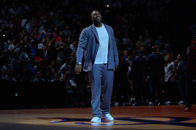EuroLeague 2026, Paris Basketball vs LDLC ASVEL Villeurbanne, Basketball Teddy Riner attends the EuroLeague 2026 match between Paris Basketball and LDLC ASVEL Villeurbanne at Adidas Arena on October 07, 2026 in Paris, France. Paris Adidas Arena France