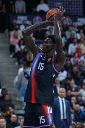 EuroLeague 2026, Paris Basketball vs LDLC ASVEL Villeurbanne, Basketball Mouhamed Faye of Paris Basket during the EuroLeague 2026 match between Paris Basketball and LDLC ASVEL Villeurbanne at Adidas Arena on October 07, 2026 in Paris, France. Paris Adidas Arena France