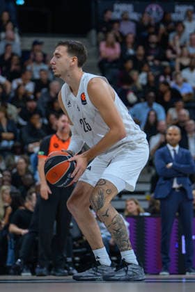 EuroLeague 2026, Paris Basketball vs LDLC ASVEL Villeurbanne, Basketball HUGO BESSON of ASVEL during the EuroLeague 2026 match between Paris Basketball and LDLC ASVEL Villeurbanne at Adidas Arena on October 07, 2026 in Paris, France. Paris Adidas Arena France