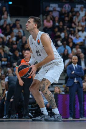 EuroLeague 2026, Paris Basketball vs LDLC ASVEL Villeurbanne, Basketball HUGO BESSON of ASVEL during the EuroLeague 2026 match between Paris Basketball and LDLC ASVEL Villeurbanne at Adidas Arena on October 07, 2026 in Paris, France. Paris Adidas Arena France