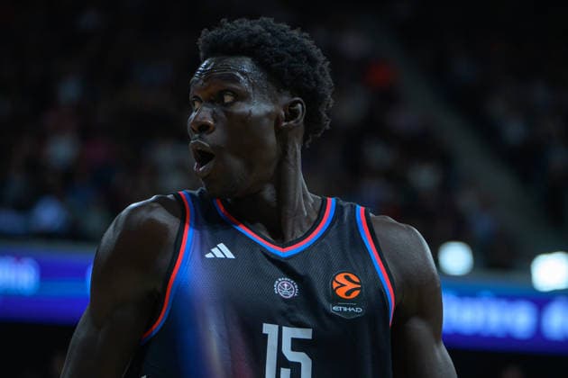 EuroLeague 2026, Paris Basketball vs LDLC ASVEL Villeurbanne, Basketball Mouhamed Faye of Paris Basket looks on during the EuroLeague 2026 match between Paris Basketball and LDLC ASVEL Villeurbanne at Adidas Arena on October 07, 2026 in Paris, France. Paris Adidas Arena France