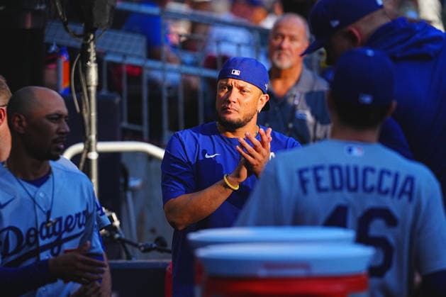 Miguel Elias Rojas,(Dodgers) Miguel Elias Rojas Naidernoff Oct.7,2026 - Baseball : MLB, Baseball Herren, USA National League Division Series Atlanta Braves vs. Los Angeles Dodgers Venue: Truist Park (Cumberland, Georgia, USA)  aflo_354249826 YujixArakawax