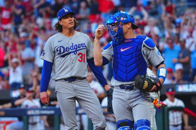 Tyler Glasnow(Dodgers) Starting pitcher Tyler Allen Glasnow Oct.7,2026 - Baseball : MLB, Baseball Herren, USA National League Division Series Atlanta Braves vs. Los Angeles Dodgers Venue: Truist Park (Cumberland, Georgia, USA)  aflo_354249830 YujixArakawax
