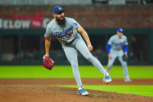 Alex Vesia(Dodgers) relief pitcher reliever Alex Vesia Oct.7,2026 - Baseball : MLB, Baseball Herren, USA National League Division Series Atlanta Braves vs. Los Angeles Dodgers Venue: Truist Park (Cumberland, Georgia, USA)  aflo_354249846 YujixArakawax