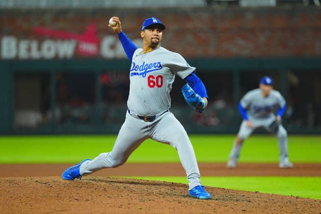 Edgardo Luis Henriquez(Dodgers) relief pitcher reliever Edgardo Luis Henriquez Oct.7,2026 - Baseball : MLB, Baseball Herren, USA National League Division Series Atlanta Braves vs. Los Angeles Dodgers Venue: Truist Park (Cumberland, Georgia, USA)  aflo_354249847 YujixArakawax