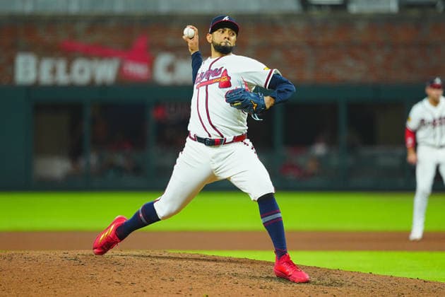 Robert Surez( Braves) Relief pitcher Robert Surez Oct.7,2026 - Baseball : MLB, Baseball Herren, USA National League Division Series Atlanta Braves vs. Los Angeles Dodgers Venue: Truist Park (Cumberland, Georgia, USA)  aflo_354249852 YujixArakawax