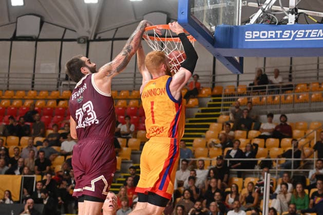 IPA89424780 - Arturs Strautins of BC Roma dunks the ball during a BKT EuroCup Round 2 game between BC Roma and Lietkebalis at the Palazzetto dello on July 7, 2026, in Rome, Italy.  Copyright: xRobertoxBettacchi IPAxSportx xx IPA89424780
