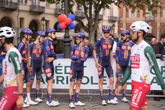 Pre race Team Picnic PostNL during the 110th edition of the Gran Piemonte 2026 a 185 km one day race from Asti to Bra on October 08, 2026, Italy.  Copyright: xFabioxFerrari LaPressex