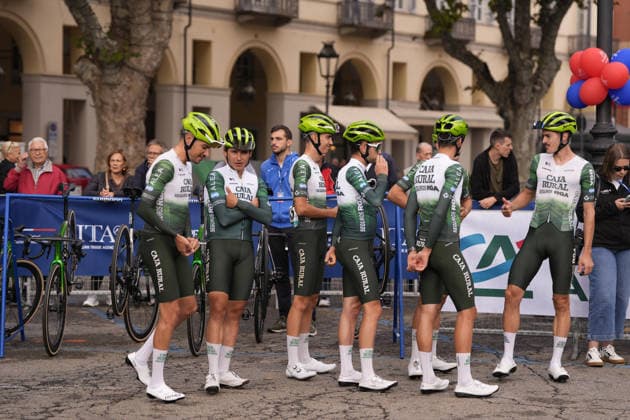 Pre race eam Caja Rural-Seguros RGA during the 110th edition of the Gran Piemonte 2026 a 185 km one day race from Asti to Bra on October 08, 2026, Italy.  Copyright: xFabioxFerrari LaPressex