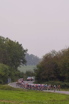 The pack rides during the 110th edition of the Gran Piemonte 2026 a 185 km one day race from Asti to Bra on October 08, 2026, Italy.  Copyright: xFabioxFerrari LaPressex