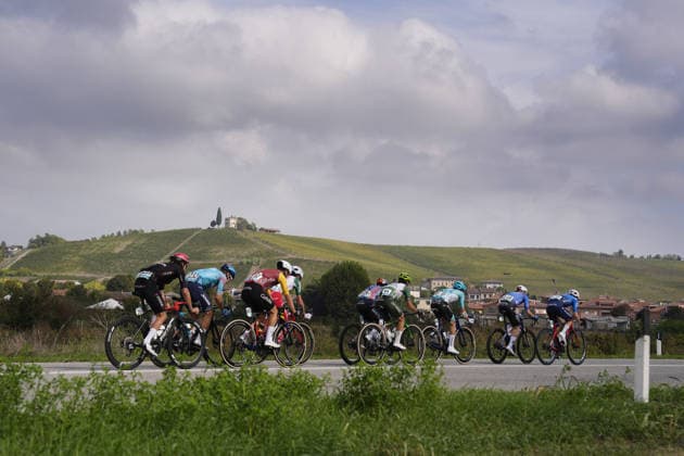 The pack rides during the 110th edition of the Gran Piemonte 2026 a 185 km one day race from Asti to Bra on October 08, 2026, Italy.  Copyright: xFabioxFerrari LaPressex
