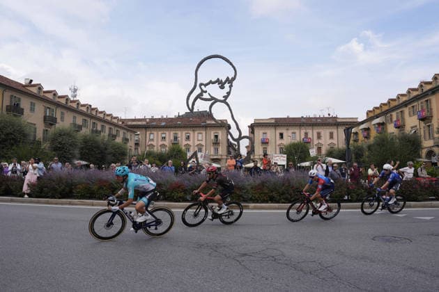 The pack rides during the 110th edition of the Gran Piemonte 2026 a 185 km one day race from Asti to Bra on October 08, 2026, Italy.  Copyright: xFabioxFerrari LaPressex
