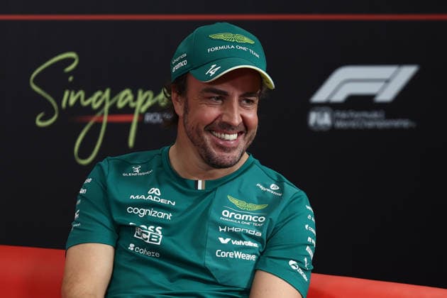 F1 Singapore Grand Prix 2026 Previews Fernando Alonso of Aston Martin Aramco during the press conference, PK, Pressekonferenz ahead of the Formula 1 Singapore Grand Prix at Marina Bay Street Circuit in Singapore on October 8, 2026. Singapore Singapore  Copyright: xJakubxPorzyckix originalFilename:porzycki-f1singap261008_npWjd.jpg
