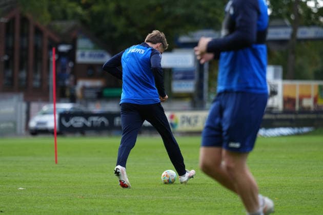 Deutschland: Fussball, Trainingseinheit, 3. Liga, Saison 2026-2027, NVB-Campus B-Platz Hänsch-Arena, SV Meppen, Donnerstag, 08.10.2026, Vormittagstraining: Thorben Deters (SV Meppen, 14) Copyright: xLennxLübbersx