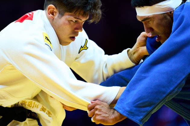 (L-R) Sanshiro Murao (JPN), Sherov Erlan (KGZ), OCTOBER 8, 2026 -Judo : World Judo Championships BAKU2026 Mens -90kg2nd Round match at National Gymnastics Arena in Baku, Azerbaijan.  aflo_354298515 KenxAsakurax