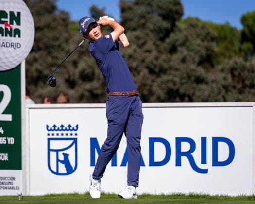 Open de Espa–a presented by Madrid - Day One MADRID, SPAIN - OCTOBER 8: Rikuya Hoshino of Japan tees off on day one of the Open de Espa–a presented by Madrid at Club de Campo Villa de Madrid on October 8, 2026 in Madrid, Spain. Madrid Club de Campo Villa de Madrid Madrid Spain Copyright: xAlbertoxGardinx AGardin_20261008_Golf_Esp_Mad_0342