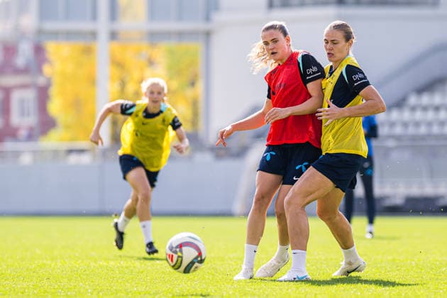 261008 Signe Gaupset of the Norwegian women™s national football team during a training session on October 8, 2026 in Bucharest. Photo: Marius Simensen BILDBYRAN Cop 238 bbeng dam fifa women s world cup qualifier football fotball fotboll norge norway practice soccer training trening träning Copyright: MARIUSxSIMENSEN BB261008BB275