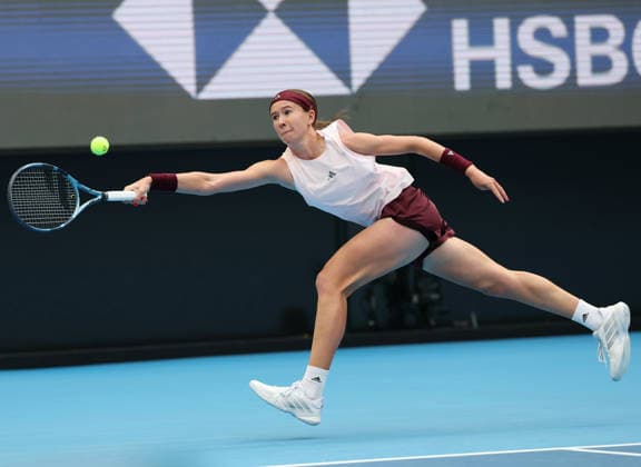 (261008) -- BEIJING, Oct. 8, 2026 -- Nikola Bartunkova of the Czech Republic hits a return during the women s singles quarterfinal match between Karolina Muchova of the Czech Republic and Nikola Bartunkova of the Czech Republic at 2026 China Open tennis tournament in Beijing, China, Oct. 8, 2026. ) (SP)CHINA-BEIJING-TENNIS-CHINA OPEN-WOMEN S SINGLES (CN) ZhangxChenlin 