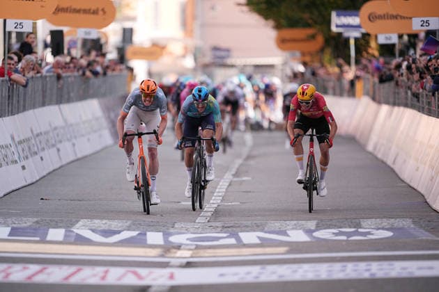 France s Dorian Godon of Netcompany INEOS winner of the race on the finish line during the 110th edition of the Gran Piemonte 2026 a 185 km one day race from Asti to Bra on October 08, 2026, Italy.  Copyright: xMarcoxAlpozzi LaPressex
