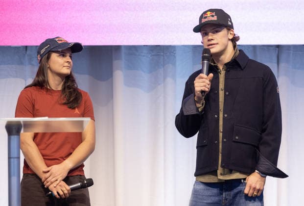 ALPINE SKIING - Atomic Media Day 2026 ALTENMARKT,AUSTRIA,08.OCT.26 - ALPINE SKIING - Atomic Media Day. Image shows Zrinka Ljutic (CRO) and Lucas Pinheiro Braathen (BRA).  GEPAxpictures xHaraldxSteiner