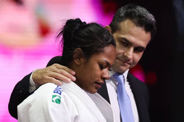 AZERBAIJAN, BAKU - OCTOBER 8, 2026: Nauana Silva (L) of Brazil is pictured after a -70 kg bout against Giovanna Scoccimarro of Germany as part of the 2026 World Judo Championships at the National Gymnastics Arena 2026 World Judo Championships In Baku  - ZUMAt113 20261008_zaa_t113_455 Copyright: xMikhailxSinitsynx