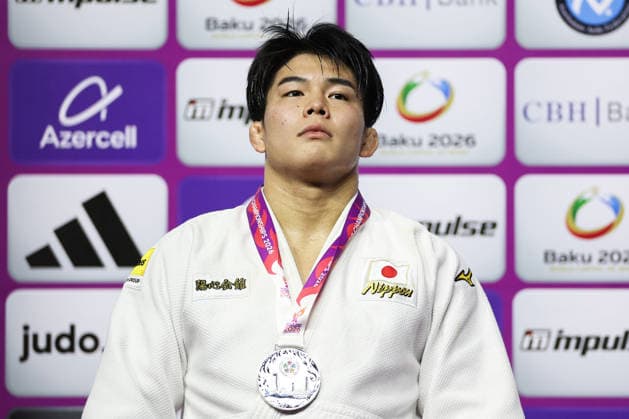 AZERBAIJAN, BAKU - OCTOBER 8, 2026: 2nd placed Goki Tajima of Japan poses during an award ceremony for the men s -90 kg category as part of the 2026 World Judo Championships at the National Gymnastics Arena 2026 World Judo Championships In Baku  - ZUMAt113 20261008_zaa_t113_539 Copyright: xMikhailxSinitsynx
