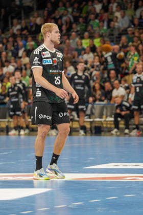 Im Bild: Matthes Langhoff (Fuechse Berlin, 25) 08.10.2026, Fuechse Berlin - FC Porto, EHF Handball Champions League, Saison 2026 27, Max-Schmeling-Halle Copyright: HMBxMedia xPascalxSpanehl