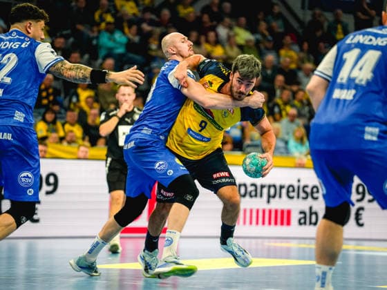 08.10.2026, xwppx, Handball Opel HBL, Rhein-Neckar Loewen - ThSV Eisenach v.l. Peter Walz (ThSV Eisenach), Jacob Agent Lassen (Rhein-Neckar Löwen)