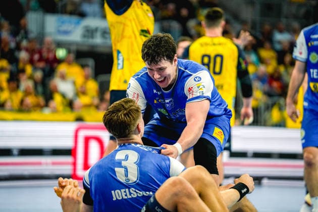 08.10.2026, xwppx, Handball Opel HBL, Rhein-Neckar Loewen - ThSV Eisenach v.l. Oskar Joelsson (ThSV Eisenach), Tillmann Leu (ThSV Eisenach)