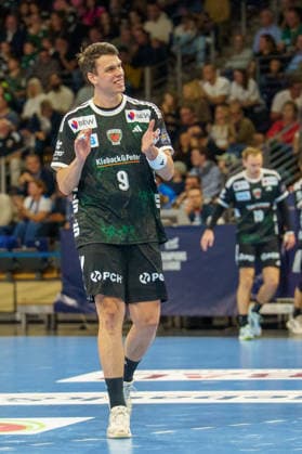 Im Bild: Frederik Simak (Fuechse Berlin, 9), Jubel, Freude 08.10.2026, Fuechse Berlin - FC Porto, EHF Handball Champions League, Saison 2026 27, Max-Schmeling-Halle Copyright: HMBxMedia xPascalxSpanehl