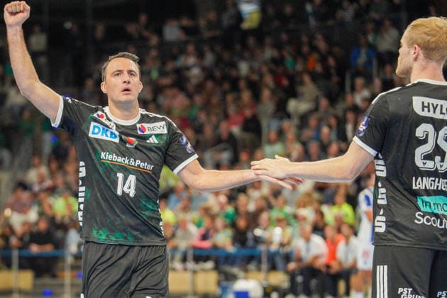 Im Bild: Aitor Arino (Fuechse Berlin, 14), Jubel 08.10.2026, Fuechse Berlin - FC Porto, EHF Handball Champions League, Saison 2026 27, Max-Schmeling-Halle Copyright: HMBxMedia xPascalxSpanehl