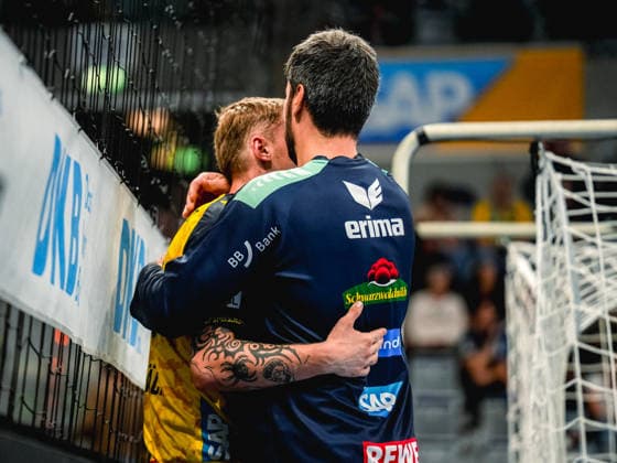 08.10.2026, xwppx, Handball Opel HBL, Rhein-Neckar Loewen - ThSV Eisenach v.l. Edwin Aspenbäck (Rhein-Neckar Löwen), Jacob Agent Lassen (Rhein-Neckar Löwen)